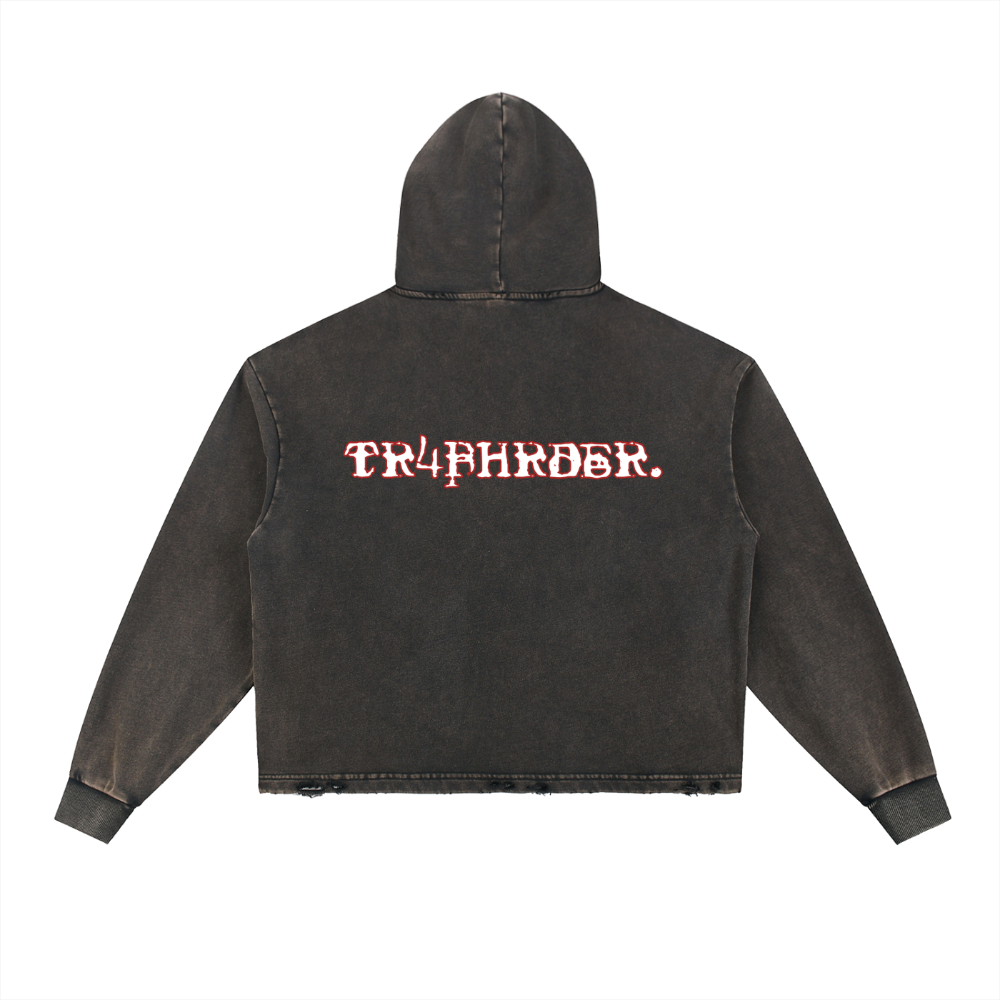 Vintage Washed Frayed-Hem Hoodie