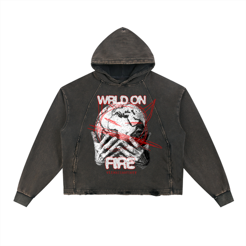 Vintage Washed Frayed-Hem Hoodie