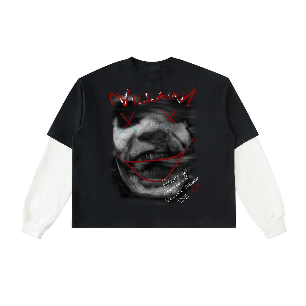 Layered Contrast Sleeve Cotton T-Shirt