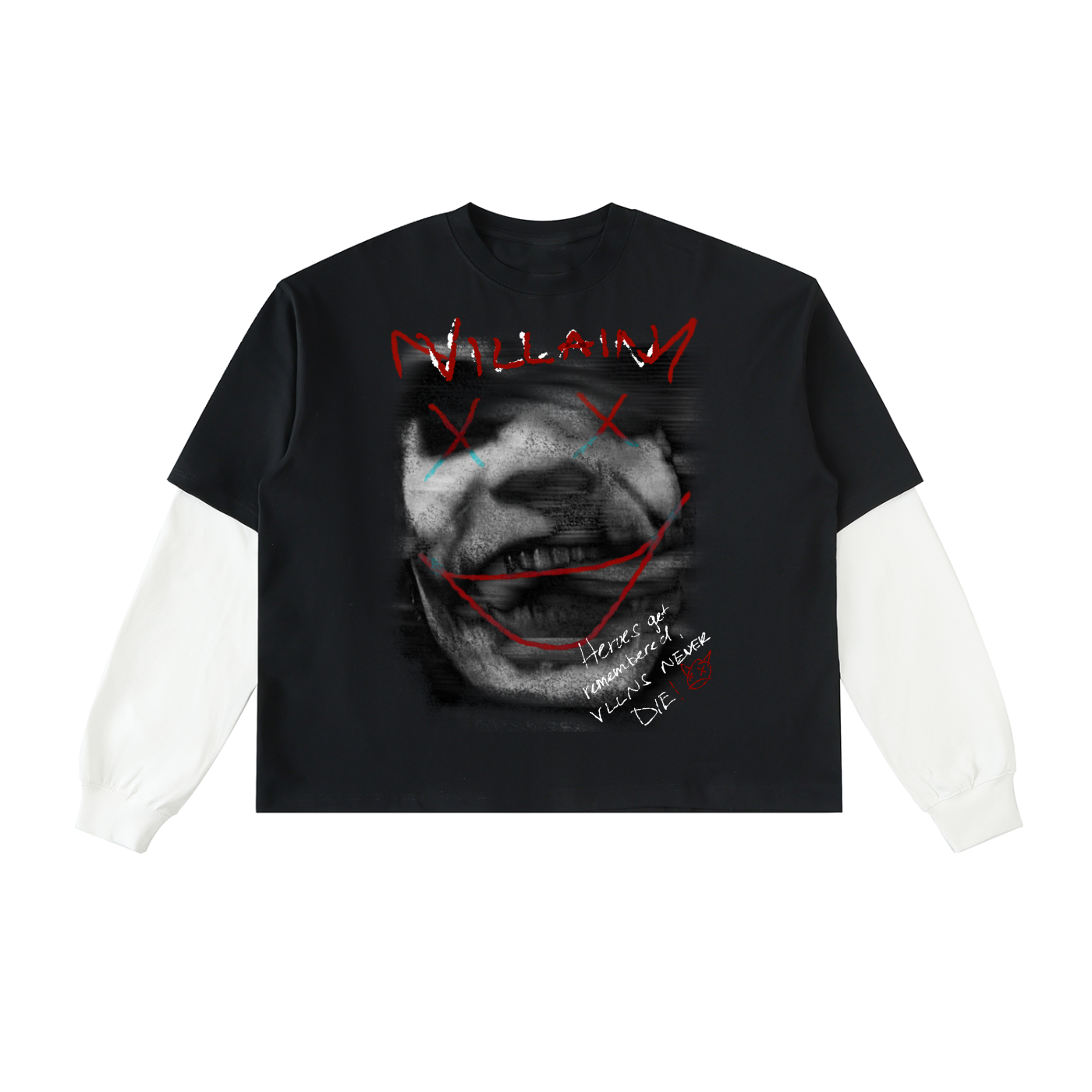 Layered Contrast Sleeve Cotton T-Shirt