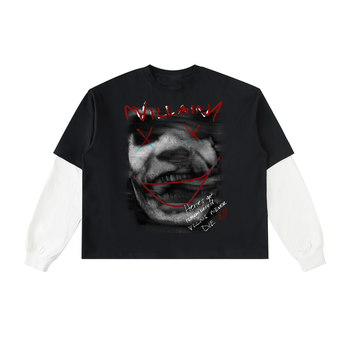 Layered Contrast Sleeve Cotton T-Shirt